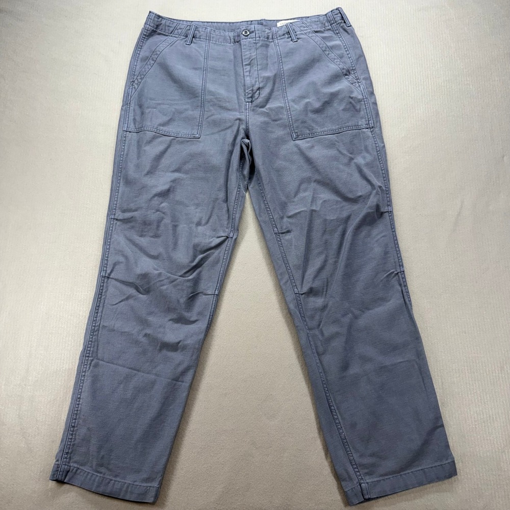 Outerknown Utility Pants Mens 40 Blue Grey Organic Cotton Drawstring Cargo